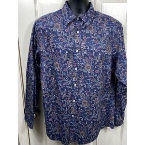 Cremieux Premium Denim Men's Button-Down‎ Shirt Floral Print Long Sleeve Mens L